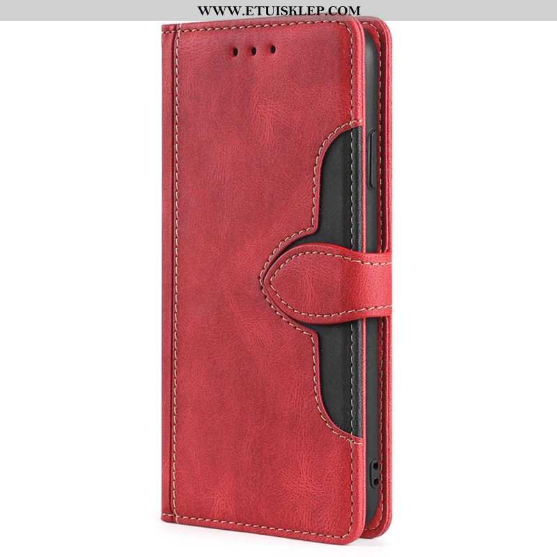 Etui Folio do Moto G73 5G Dwukolorowa Stylowa Sztuczna Skóra